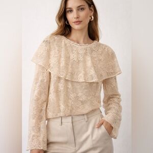 Wayf Lace Cream Beige Top